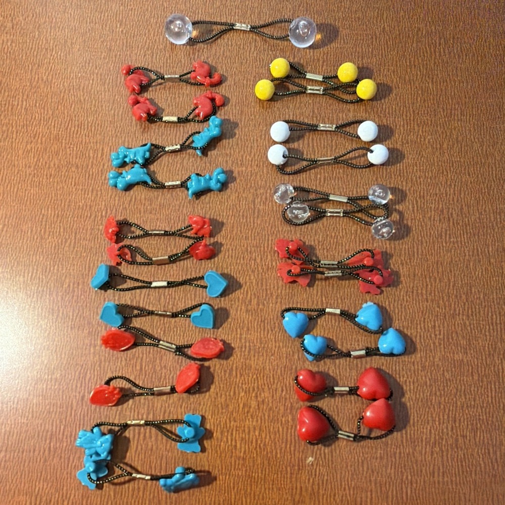 Goody Vtg Ponytail Holders Twin Ball Heart Style Bead Hair Ties Set Of 12 Pairs